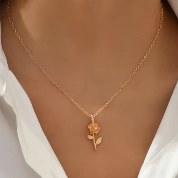 2/$10 NEW! Dainty Rose Flower Charm Necklace Dainty Cute Boho Sunmer - Picture 3 of 5